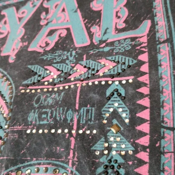 Vintage Y2K Buckle Daytrip Shirt Large Fleur Dis Lis Long Sleeve Lace Studded - Picture 11 of 16